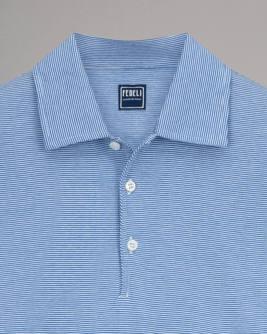 FEDELI Polos | Striped Cotton Polo