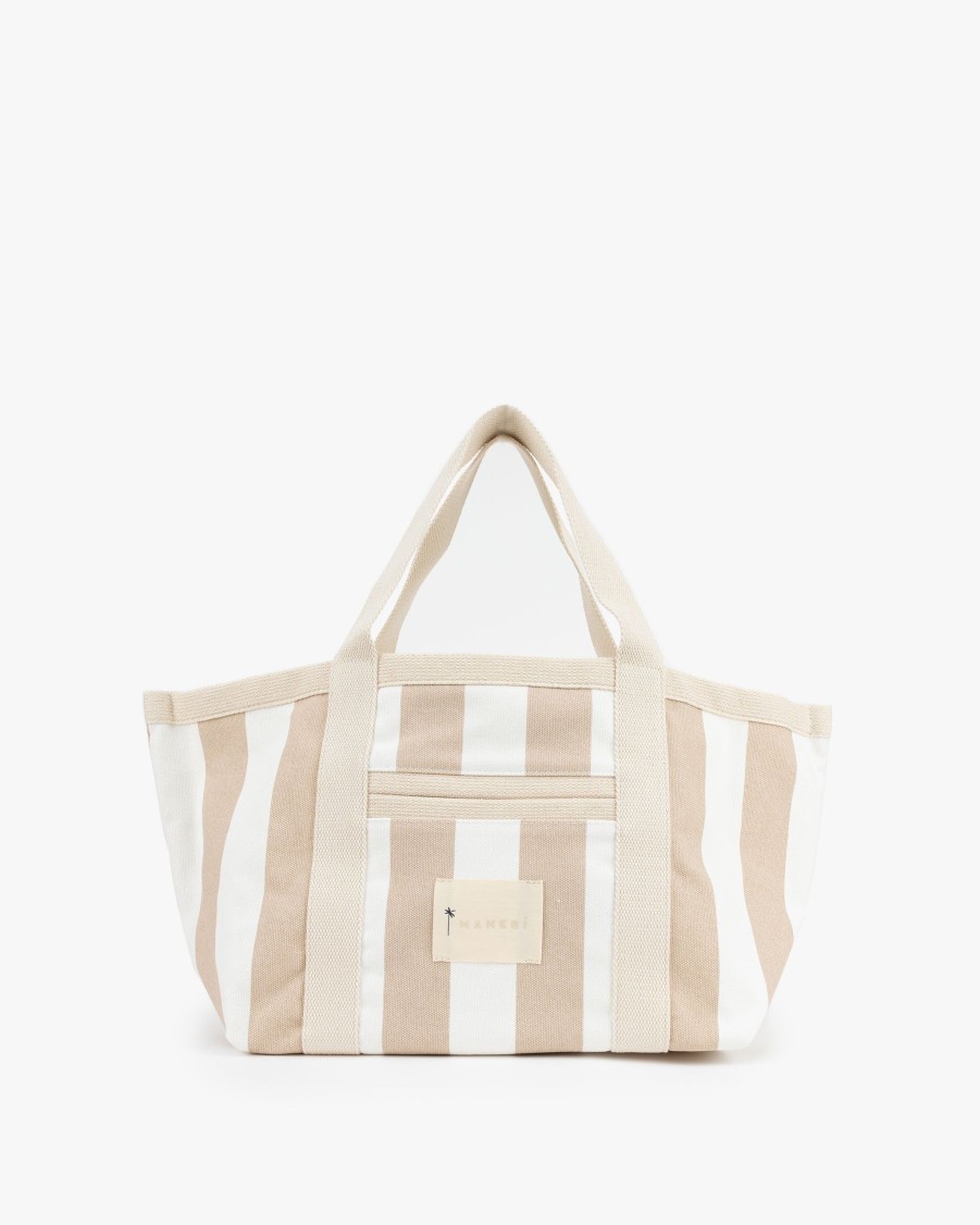 MANEBI Bags | Striped Canvas Tote Bag Portofino