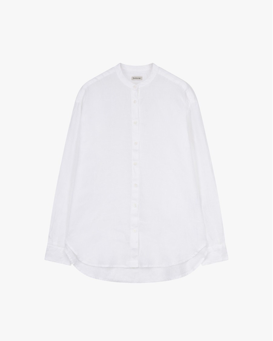 DANTENDORFER Blouses | Linen Blouse With Mandarin Collar