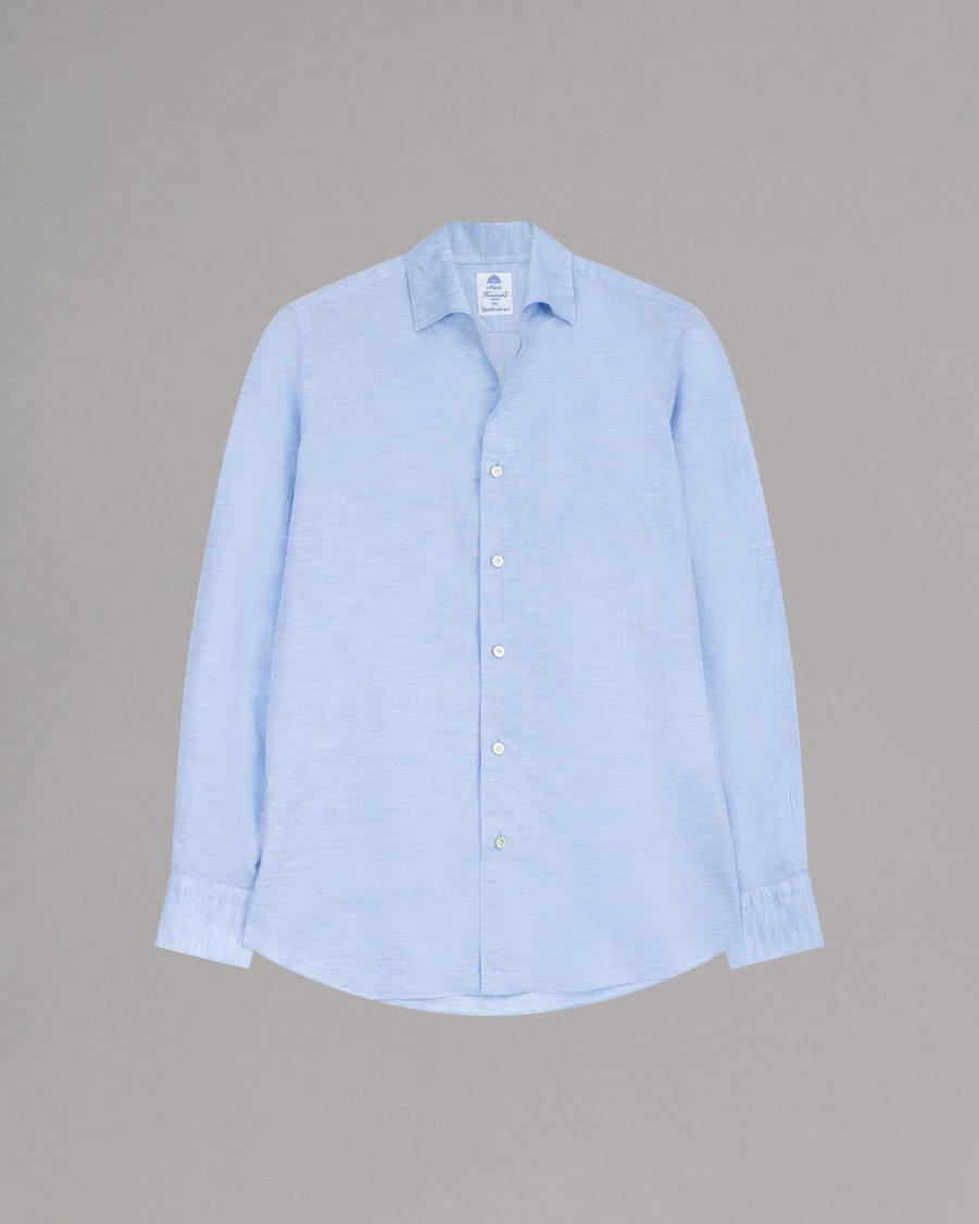 FINAMORE Shirts | Cotton Linen Blend Shirt