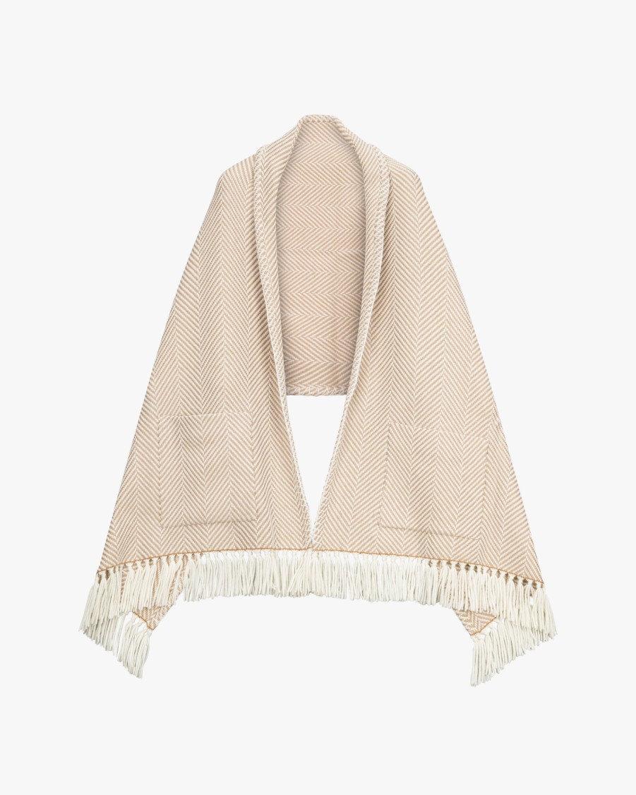 ALONPI Knitwear | Herringbone Cashmere Blend Cape