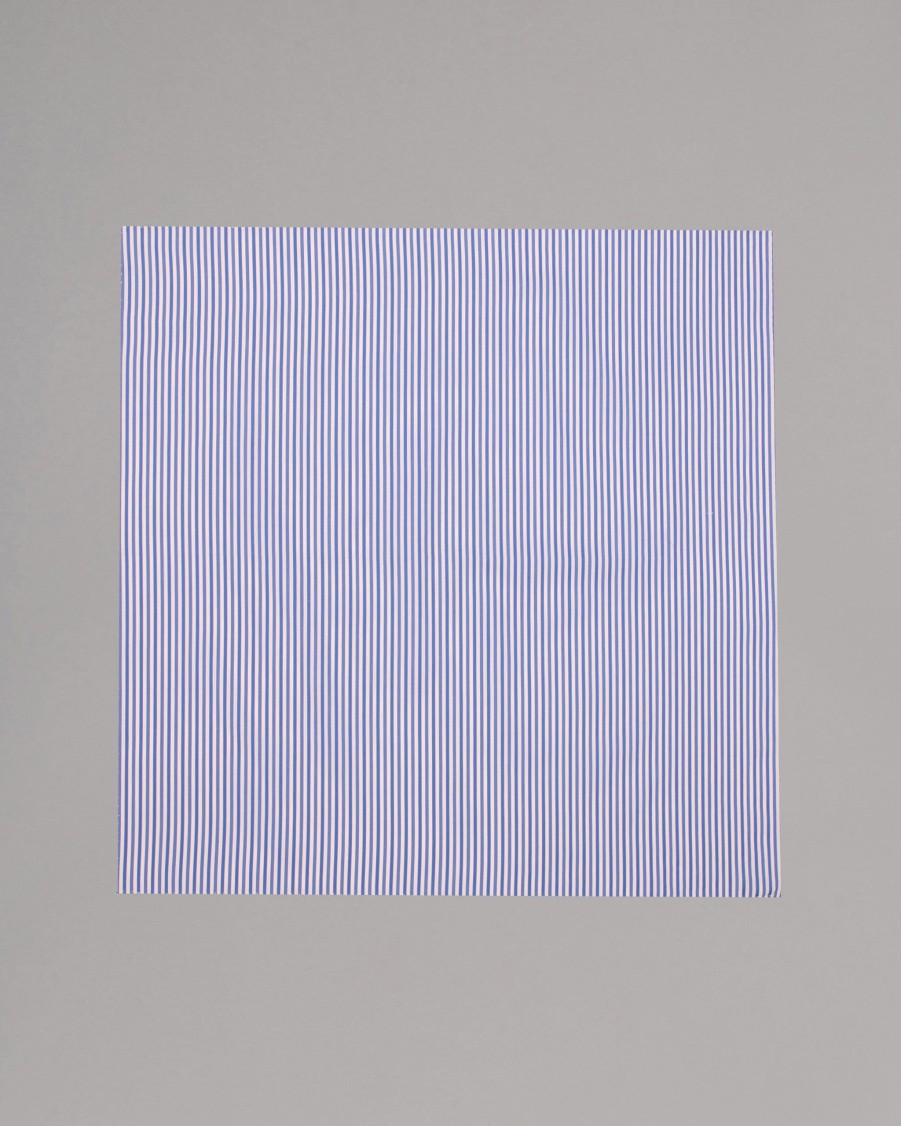 FINAMORE Pocket Squares | Striped Cotton Pocket Square