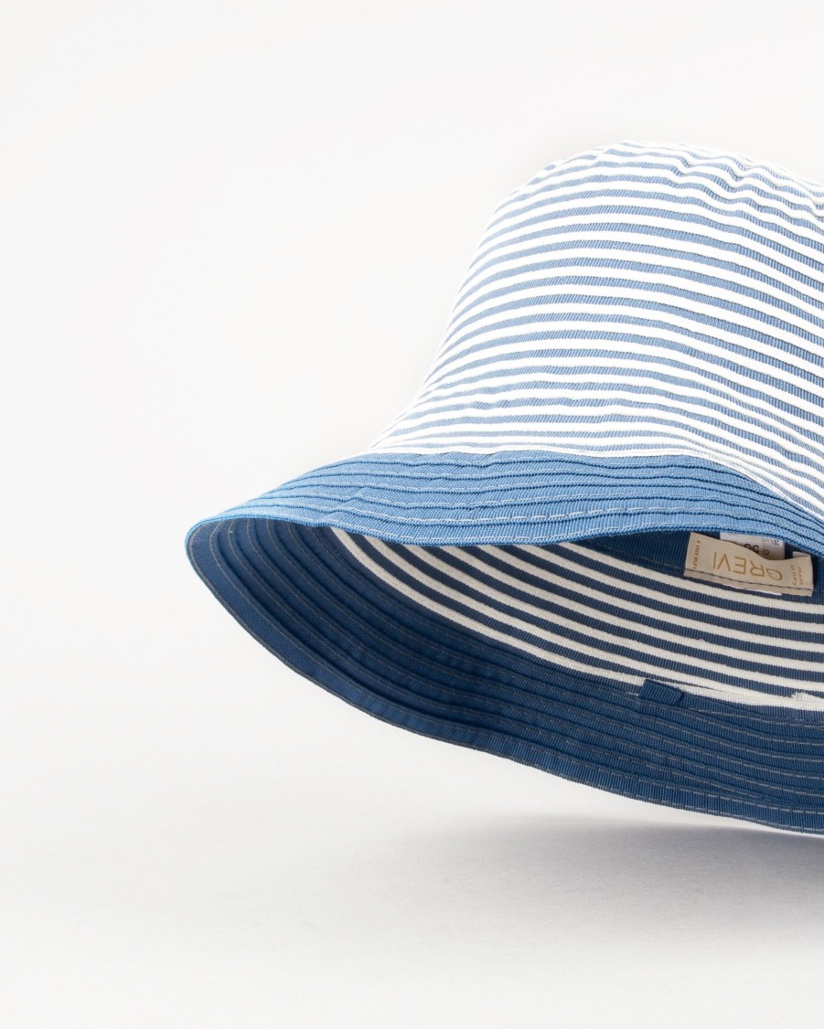 GREVI Hats & Caps | Striped Cotton Blend Hat