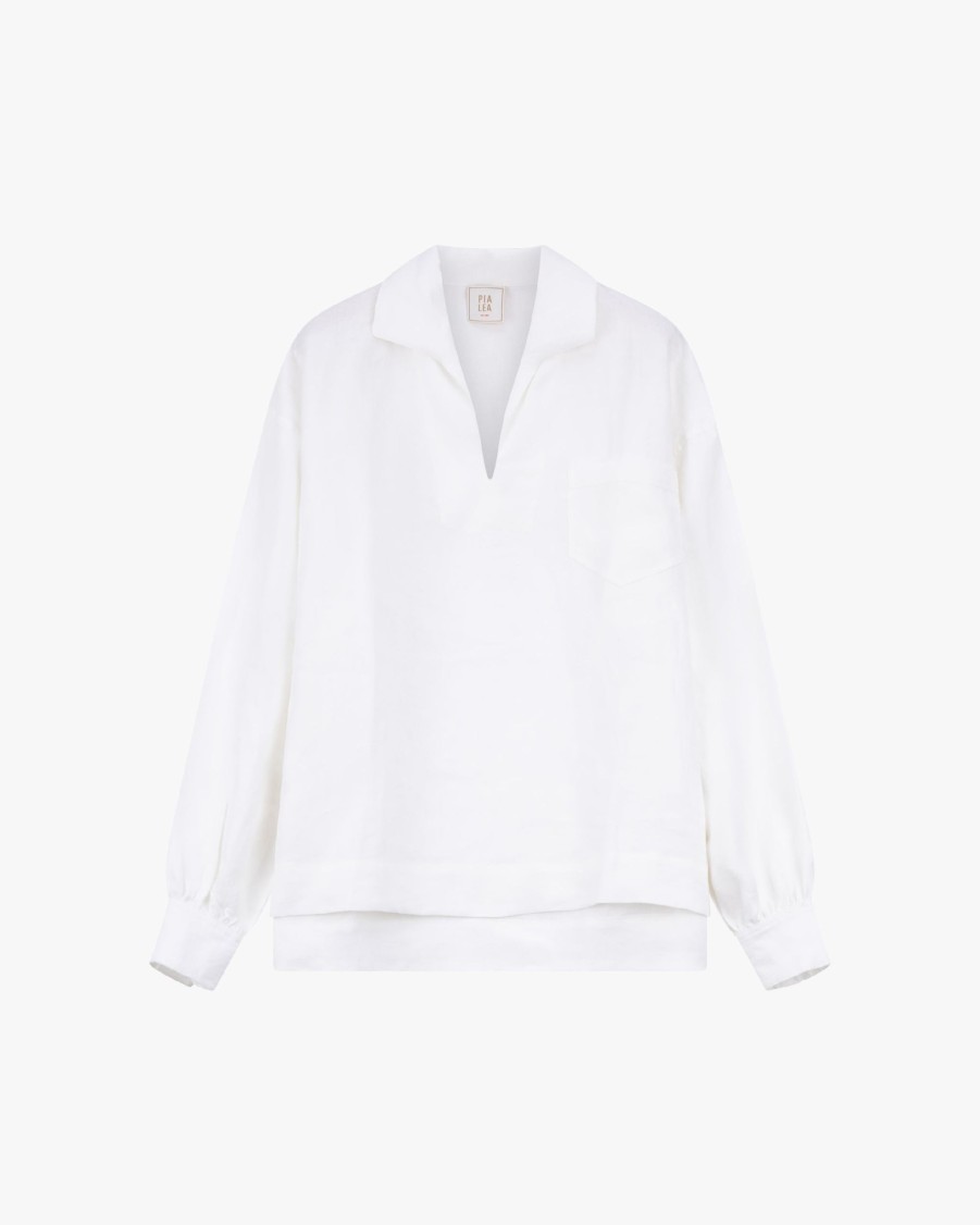 PIALEA Blouses | Leinen Polo Shirt