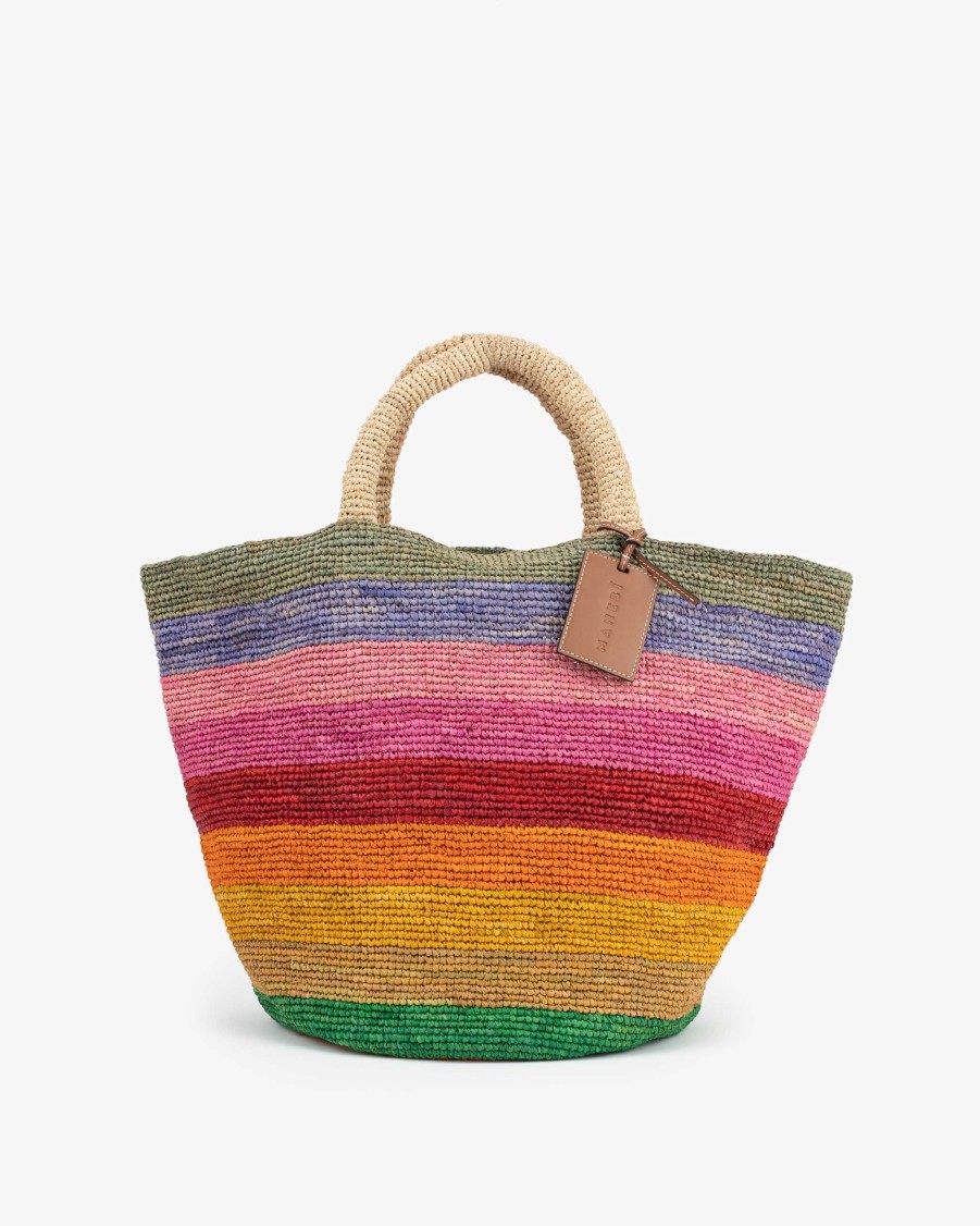 MANEBI Bags | Striped Raffia Bag