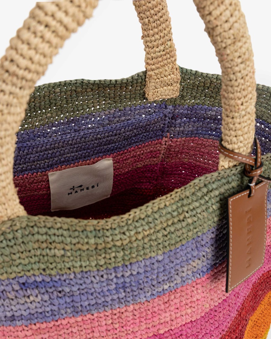 MANEBI Bags | Striped Raffia Bag