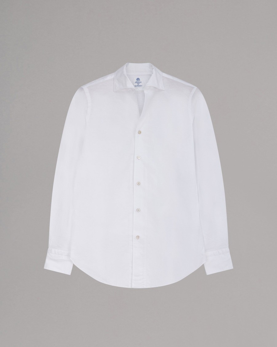 FINAMORE Shirts | Cotton Linen Bend Shirt